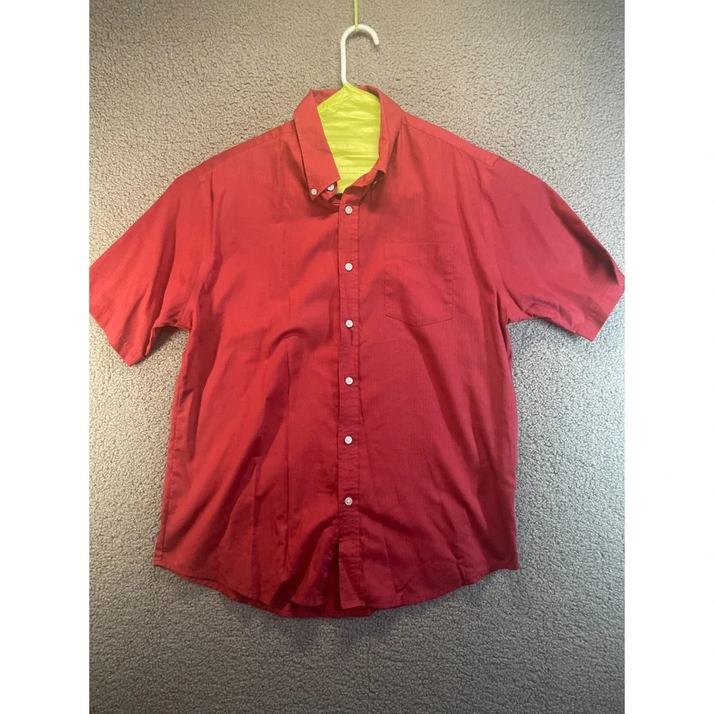 Croft & Barrow Short Sleeve Shirt Men's Large Red Casual preppy
